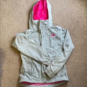 Northface raincoat grey and pink xs